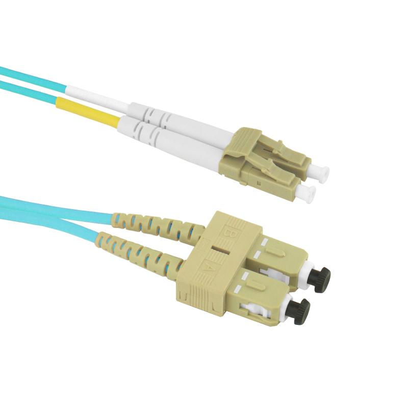 15-Meter SC-LC Duplex Multimode Aqua Fiber Cable OM3