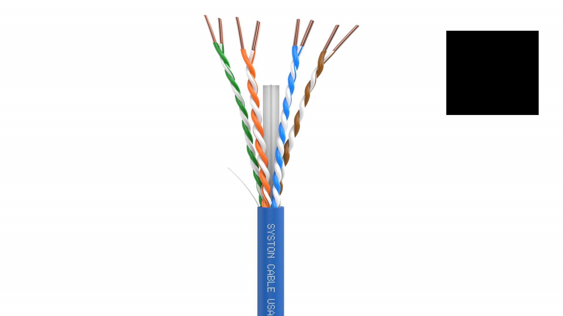 Syston Cat 6E 600 MHz 4Pr Unshielded Riser Ethernet Cable | 1258-PB-BK-1000