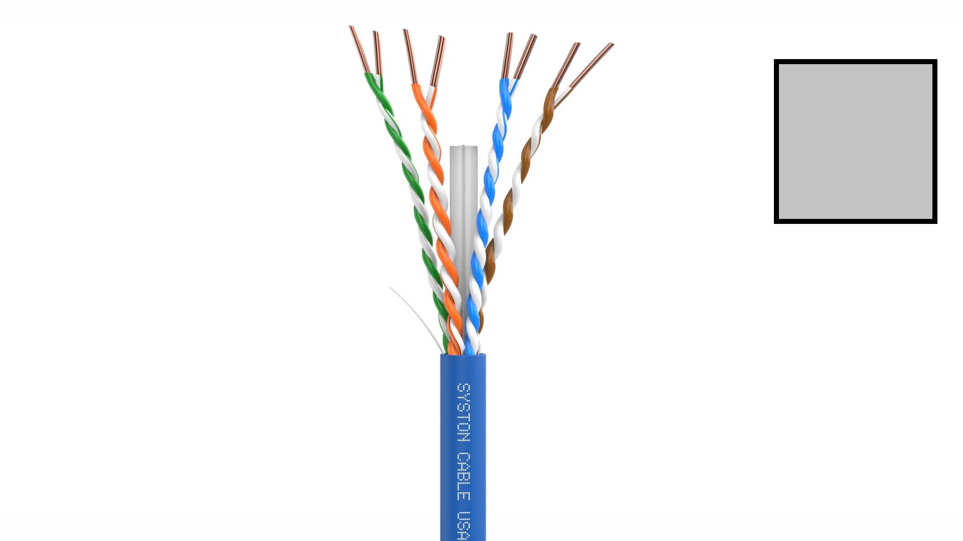 Syston Cat 6E 600 MHz 4Pr Unshielded Riser Ethernet Cable | 1258-PB-GY-1000
