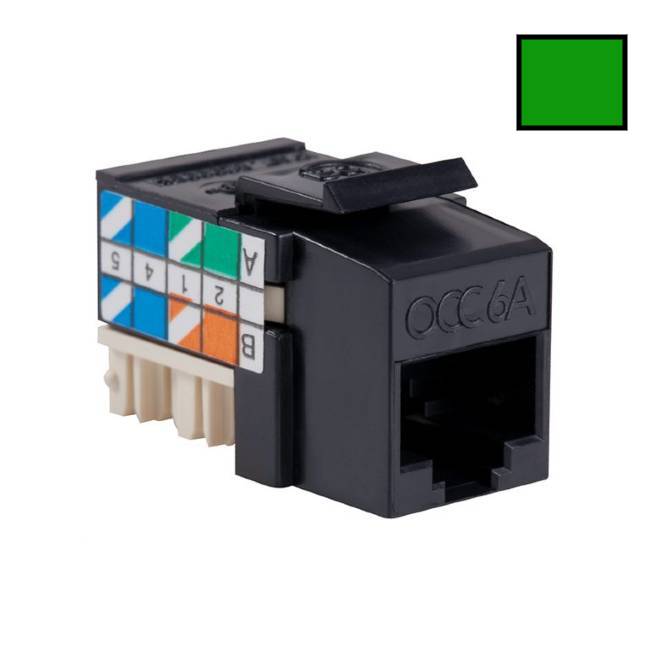 Optical Cable Corporation Category 6A KMJ Outlet Jacks, UTP - Unshielded - Green