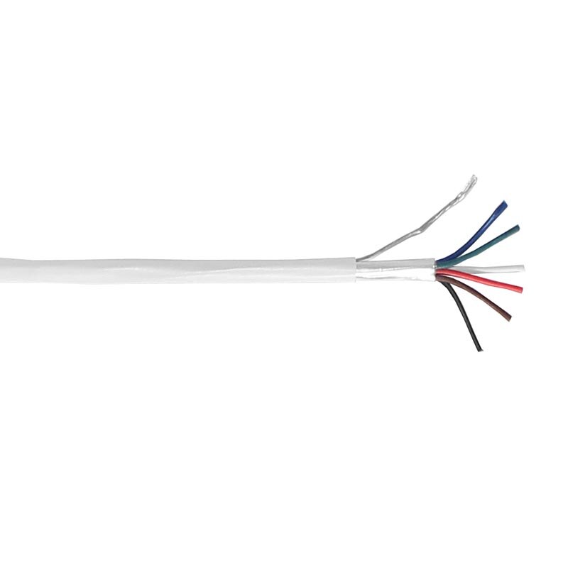 500 Ft. 22/6 White CMP Plenum-Rated Shielded Stranded Copper Fire Alarm Security Control Wire UV Resistant Low Voltage