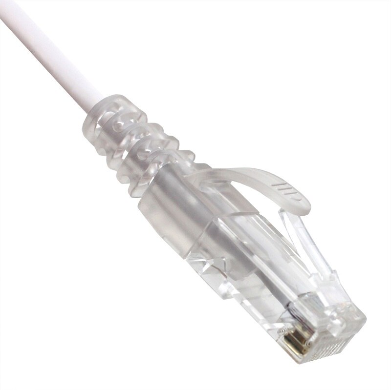 5 FT Cat6A Ultra Slim 28 AWG Ethernet Patch Cable w/ Easy Press Boot - RJ45 - WH