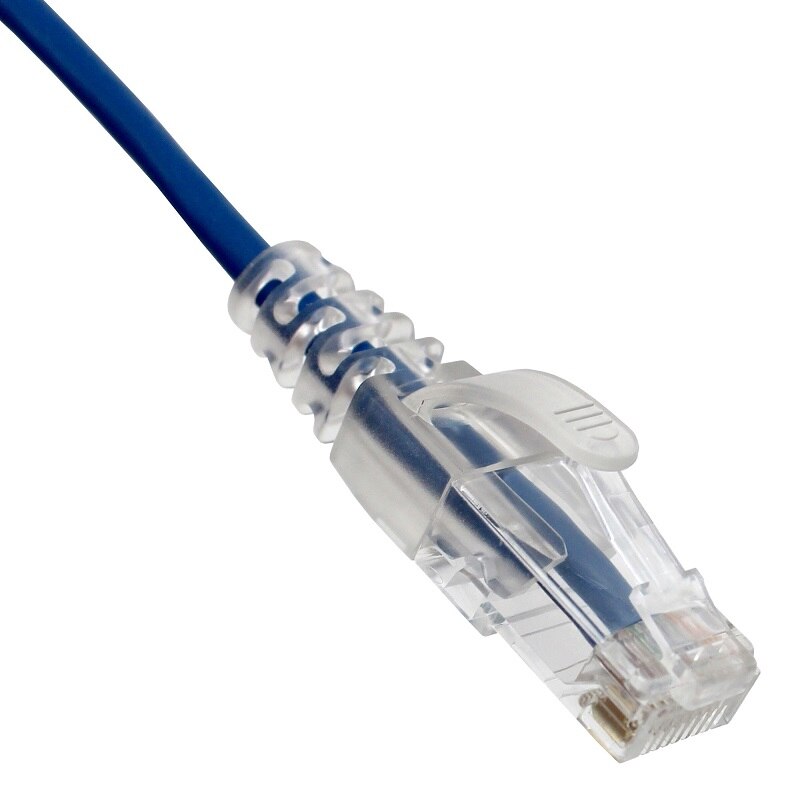 7 FT Cat6A Ultra Slim 28 AWG Ethernet Patch Cable w/ Easy Press Boot - RJ45 - BL