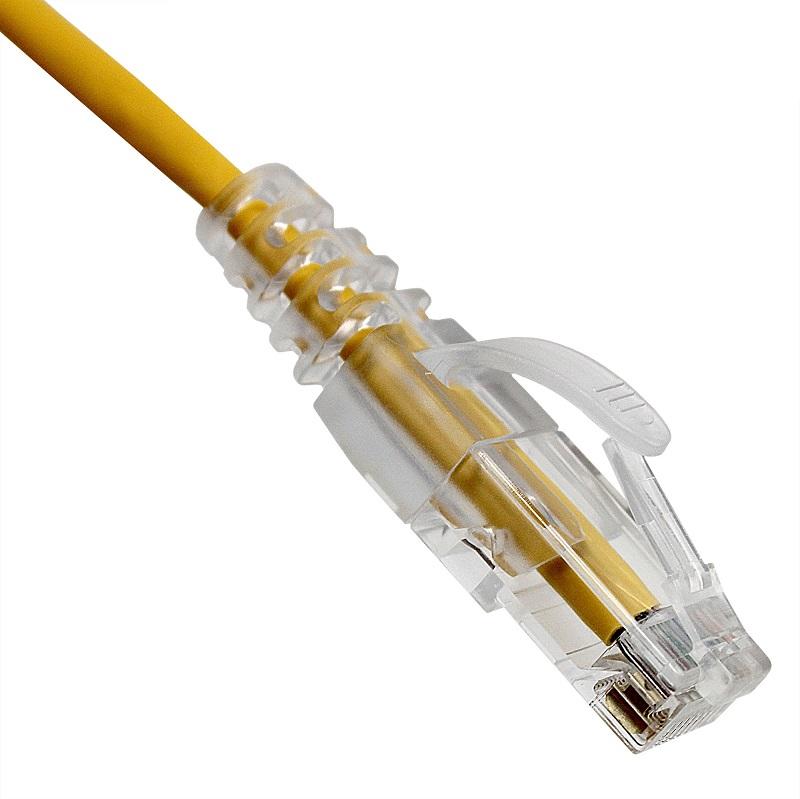 14 FT Cat6A Ultra Slim 28 AWG Ethernet Patch Cable w/ Easy Press Boot - RJ45 - Y